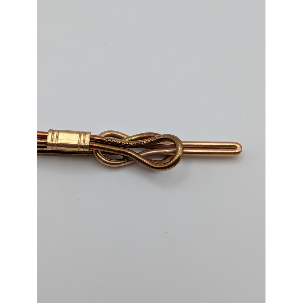Vintage Krementz Gold Tone Money Clip Tie Bar Love Knot Design Signed USA 2.5" - Picture 6 of 9
